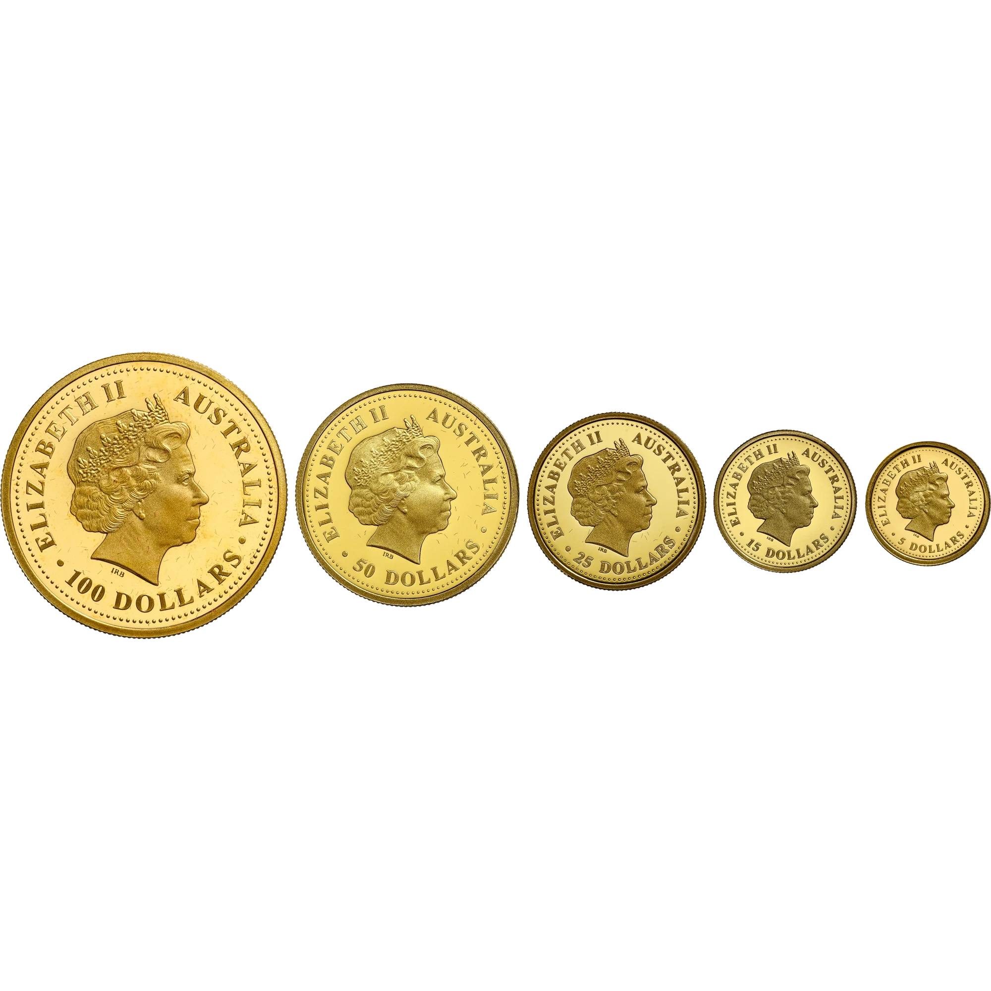 Lote 221 · Australian Nugget · Conjunto Proof · Ouro · Vista do conjunto
