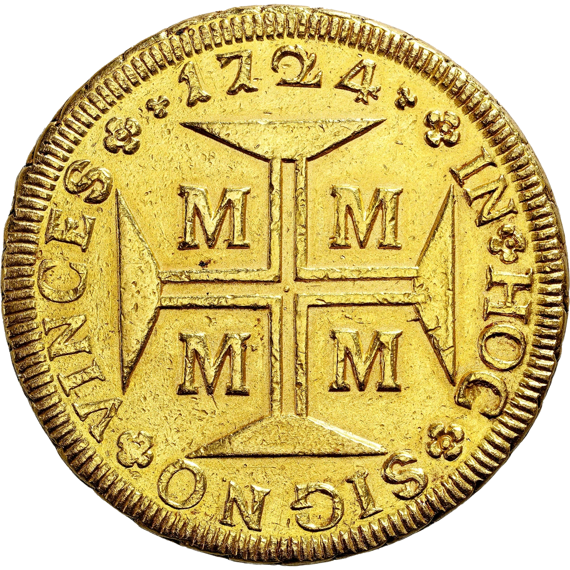 Lote 57 · Dobrão · 1724 M · Ouro · Reverso